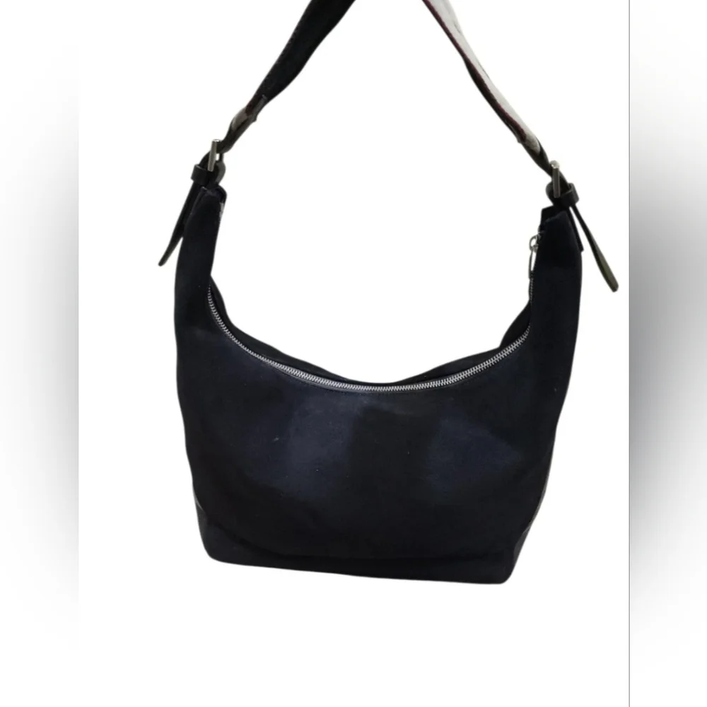 Burberry BLACK HOBO LARGE SUEDE/LEATHER BIG VINTAGE BAG AUTHENTIC VINTAGE